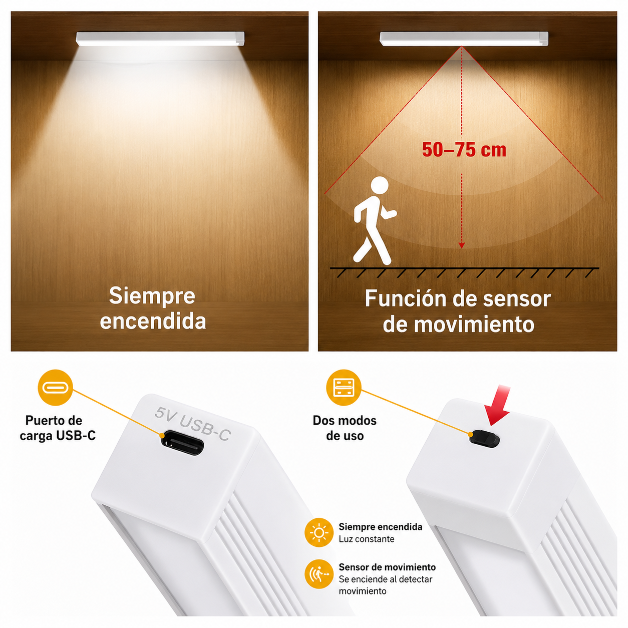Barra Luz Led Con Sensor De Movimiento (Comprá 2 y lleváte 3) + Ebook de Regalo