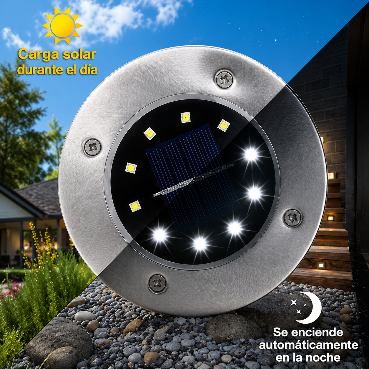 Estaca Lámpara Solar para Jardín Exteriores super Resistentes. x4 + Ebook de Regalo