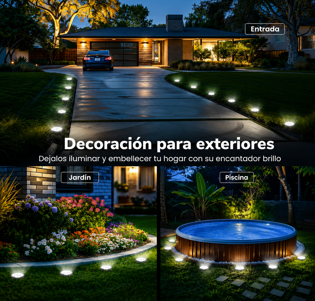 Estaca Lámpara Solar para Jardín Exteriores super Resistentes. x4 + Ebook de Regalo