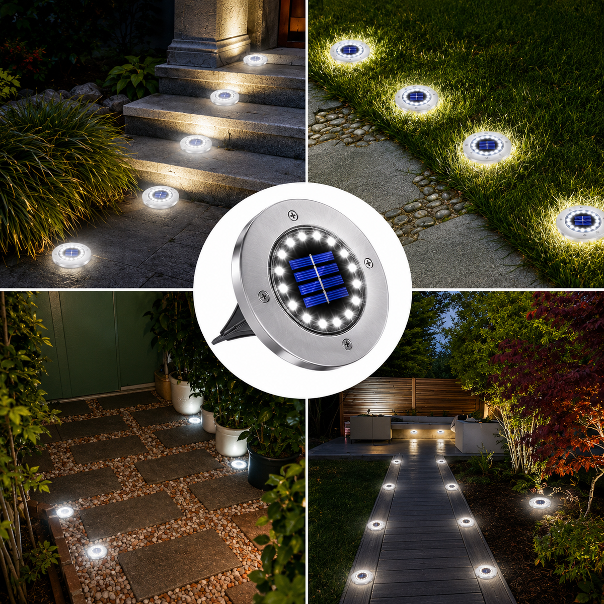 Estaca Lámpara Solar para Jardín Exteriores super Resistentes. x4 + Ebook de Regalo